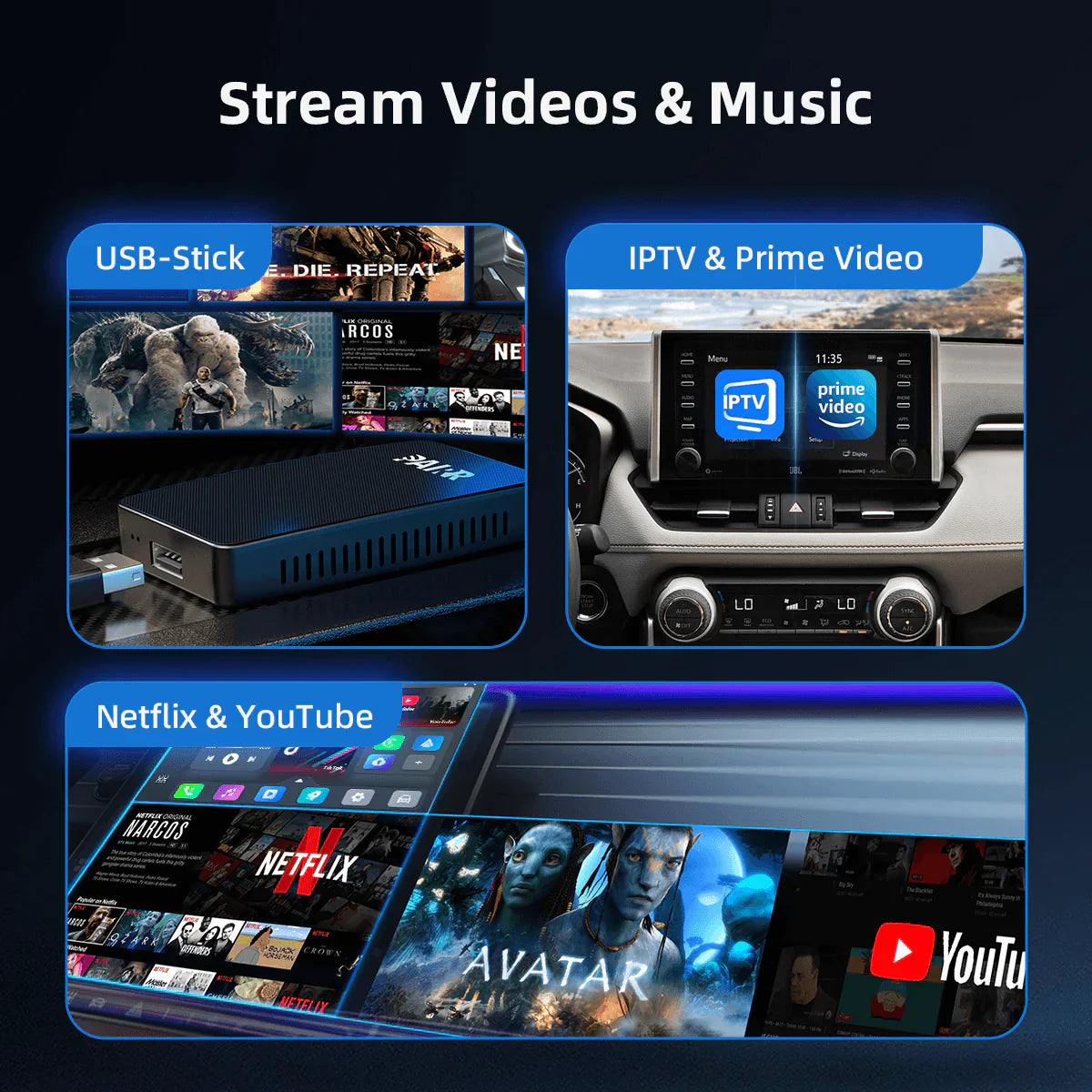 2025 NEW Upgrade Max Pro-Netflix /YouTube/ IPTV/TikTok Wireless CarPlay/ Android Auto Car Box