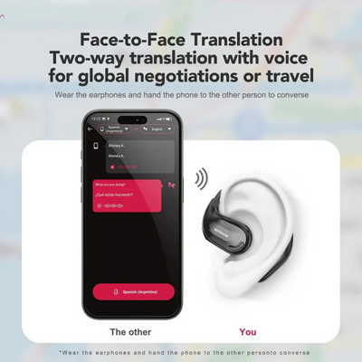 Translator Earbuds – 135+ Languages, Waterproof, 90H Battery, ASMR Headset