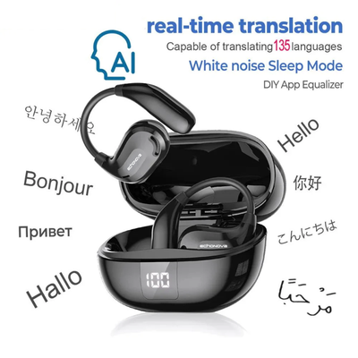 Translator Earbuds – 135+ Languages, Waterproof, 90H Battery, ASMR Headset