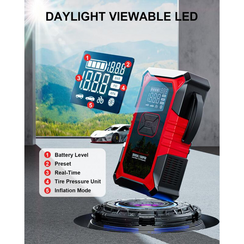 Portable Car Jump Starter with Air Compressor